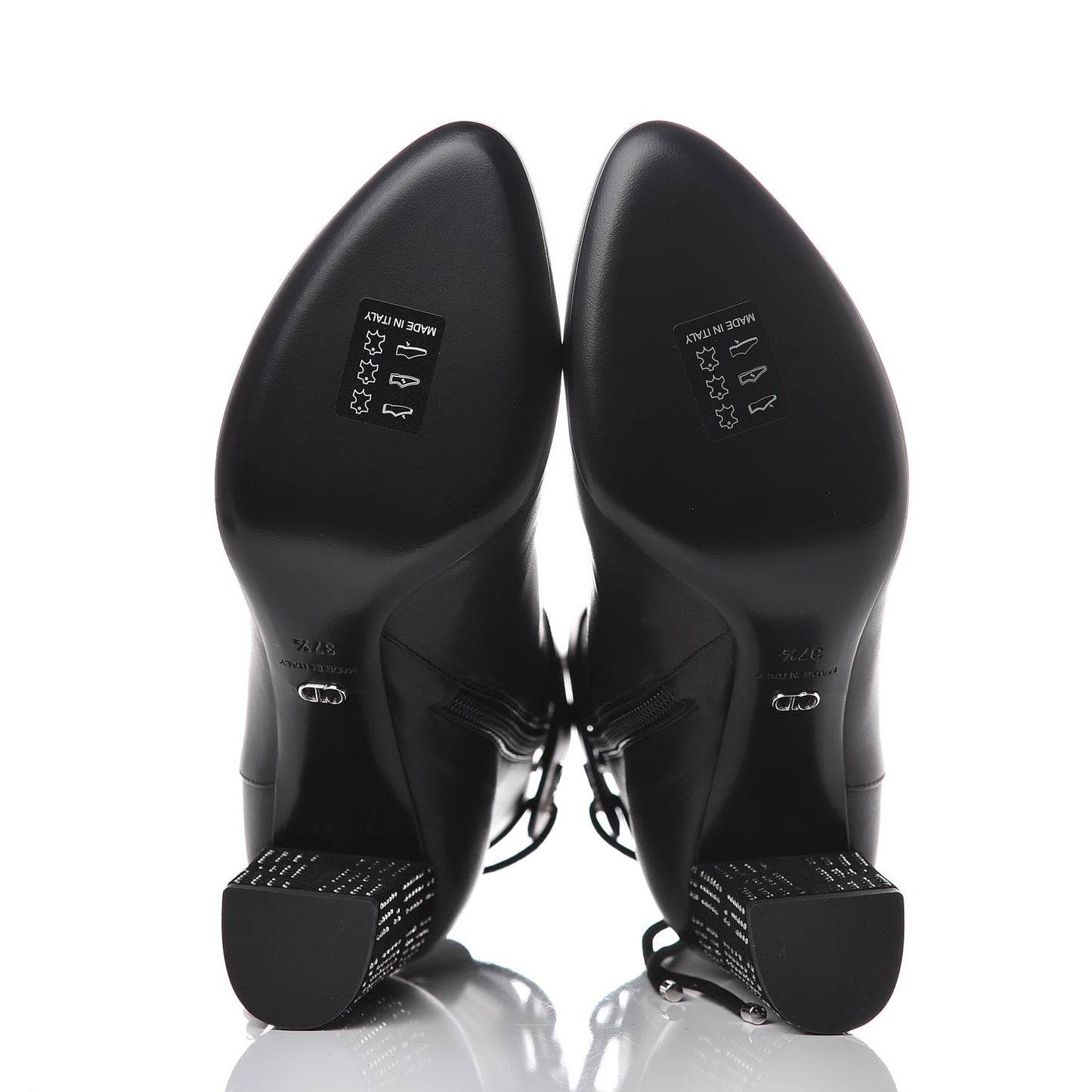 Calfskin Studded Stellar Ankle Boots 37.5 Black