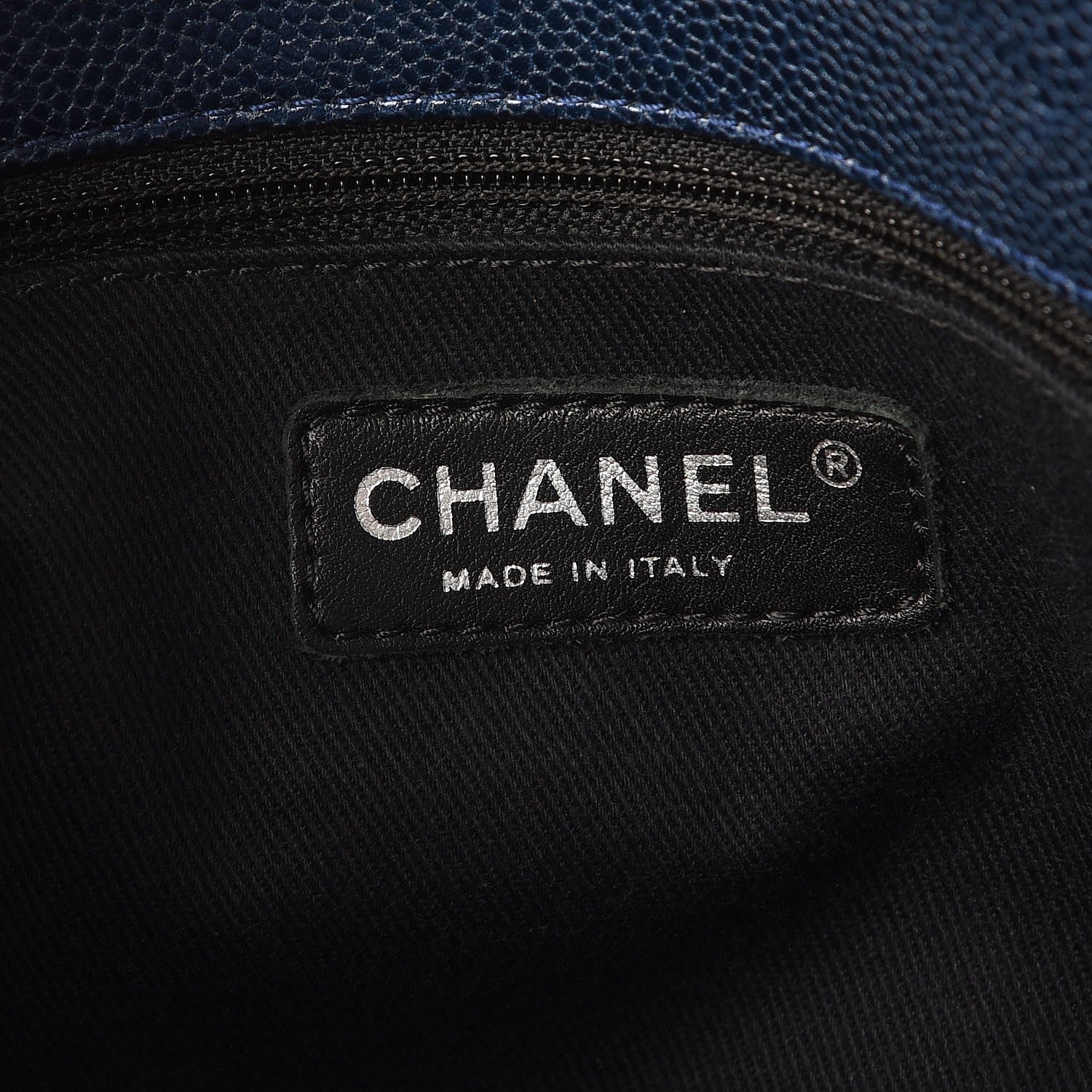 Chanel Iridescent Caviar Quilted Chic Shopping Tote Dark Blue 6 of 11