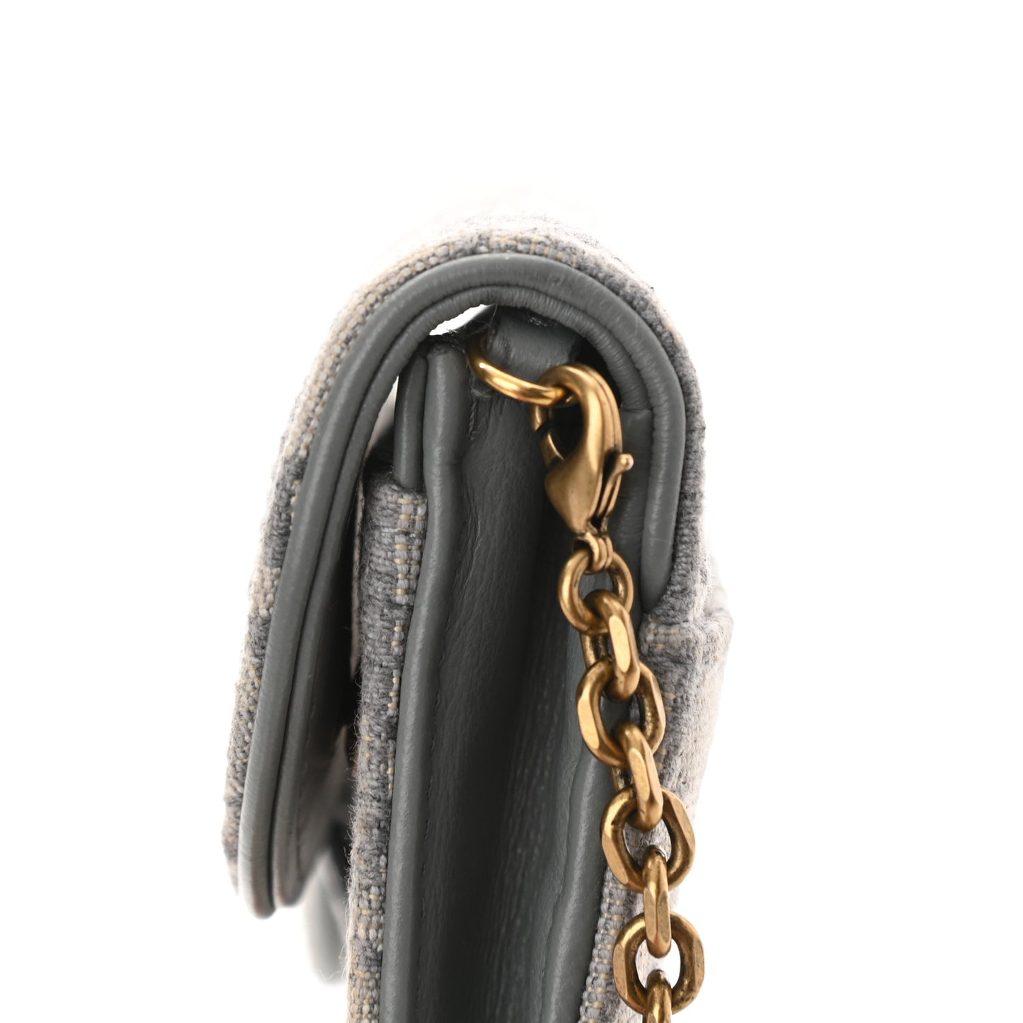 Oblique Saddle Chain Long Wallet Grey