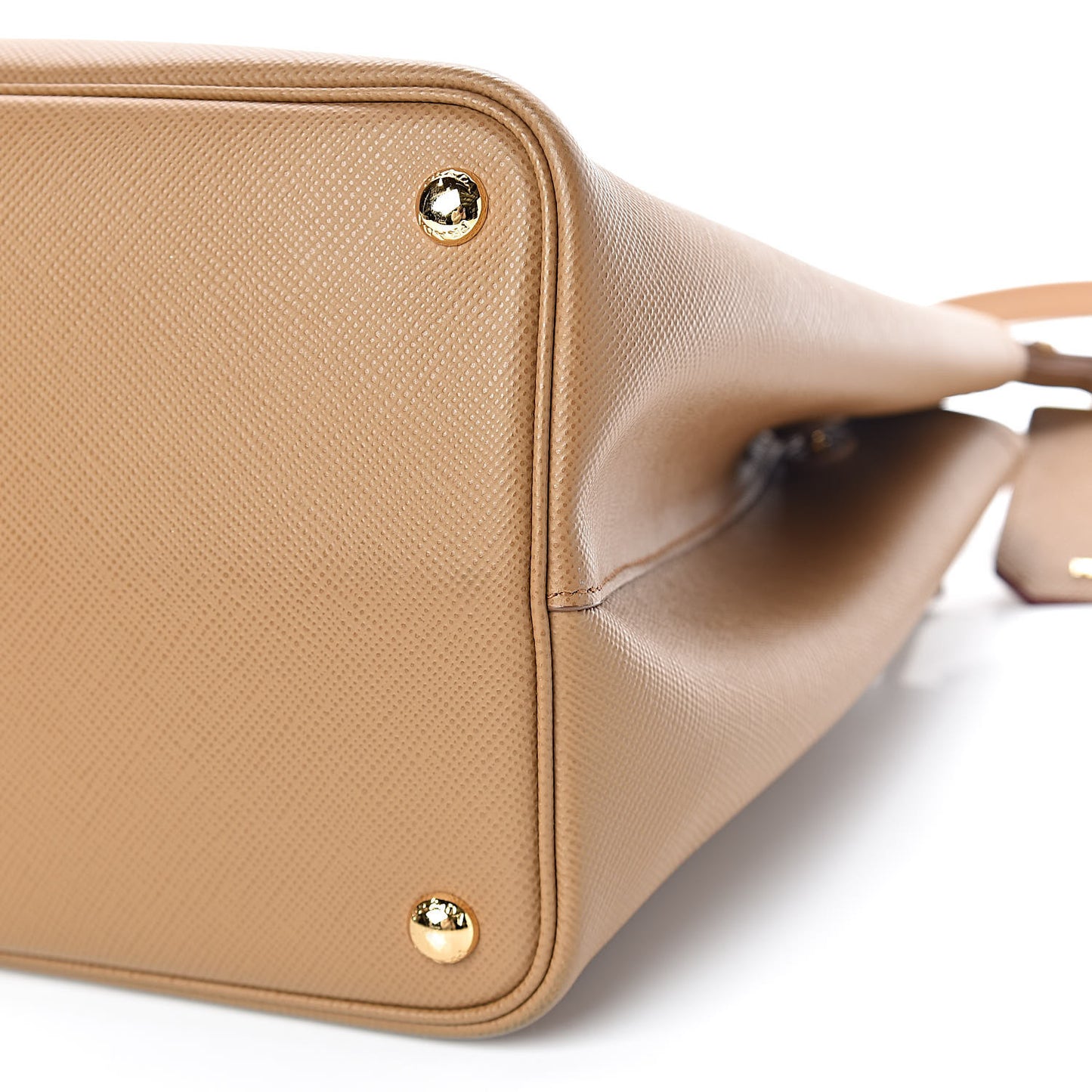 Saffiano Cuir Medium Double Bag Caramel
