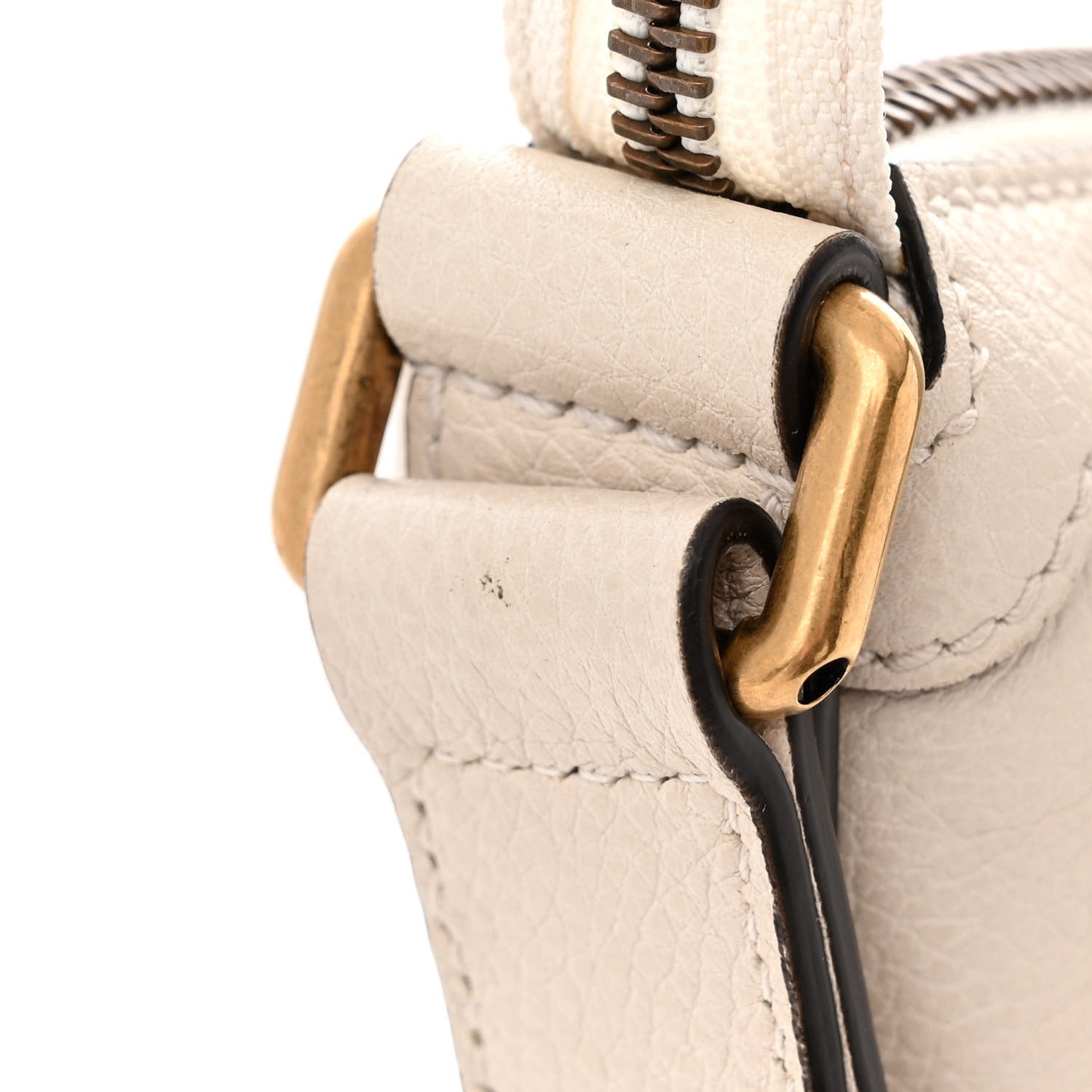 Grained Calfskin Logo Half Moon Hobo White
