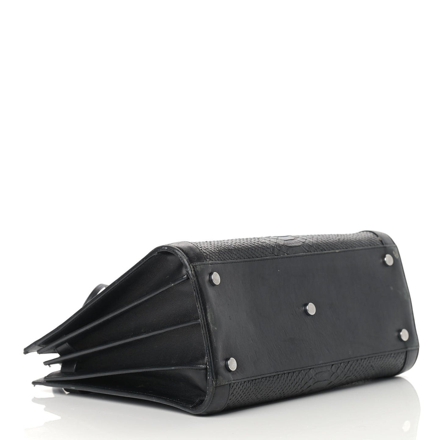 Python Calfskin Embossed Small Sac de Jour Black