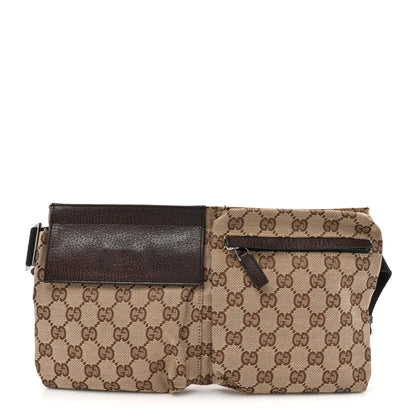 Gucci GG Monogram Double Pocket Belt Bag Dark Brown 1 of 12