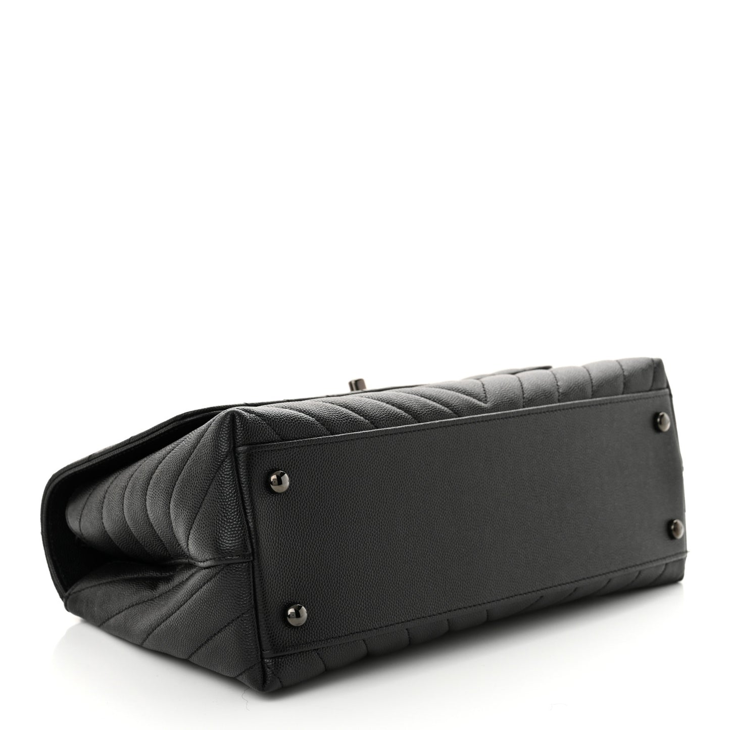 Caviar Chevron Quilted Small Coco Handle Flap So Black