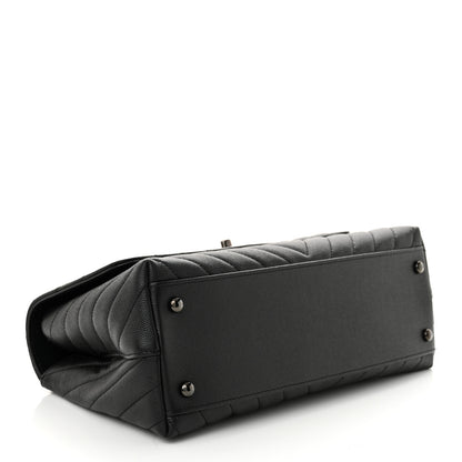 Chanel Caviar Chevron Quilted Small Coco Handle Flap So Black 4 of 9