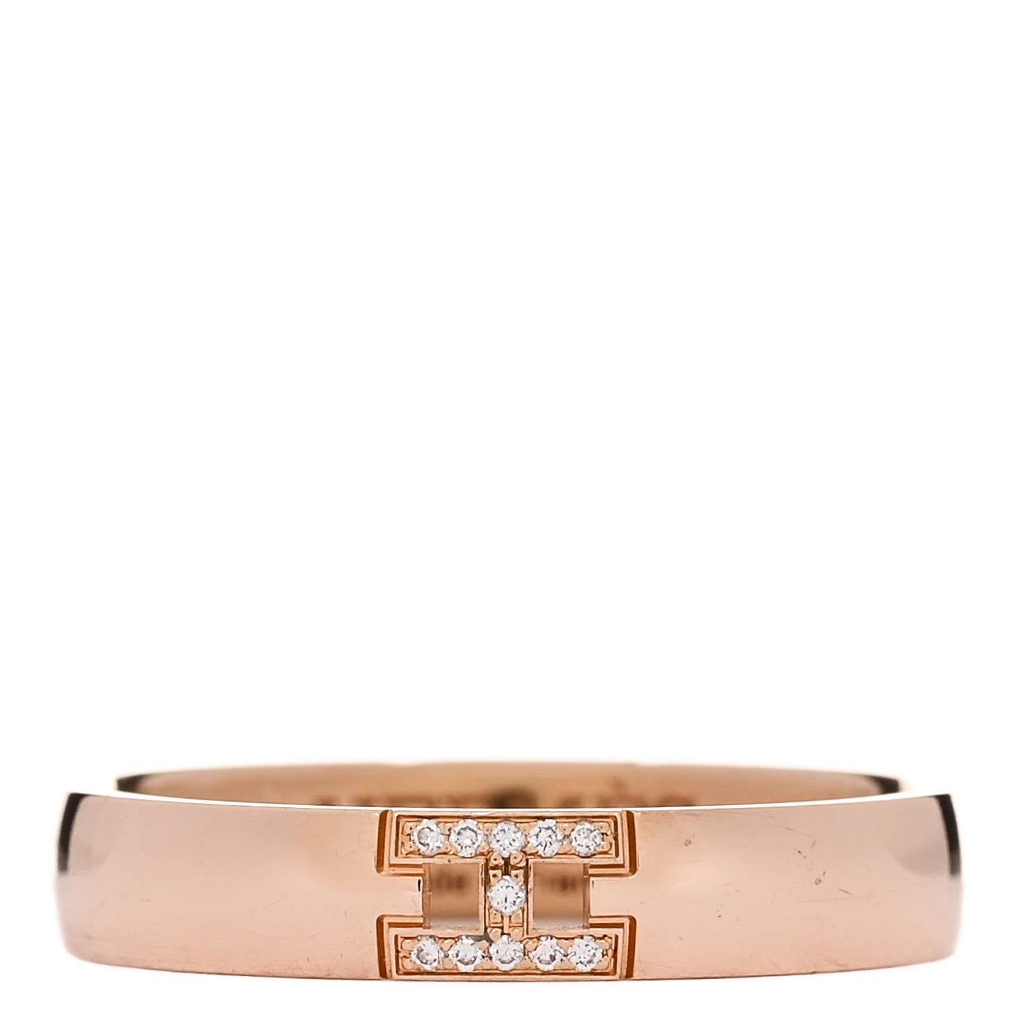 Hermes 18K Rose Gold Diamond Ever Herakles Wedding Band Ring 54 6.75 1 of 5