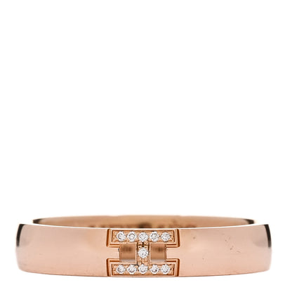 Hermes 18K Rose Gold Diamond Ever Herakles Wedding Band Ring 54 6.75 1 of 5