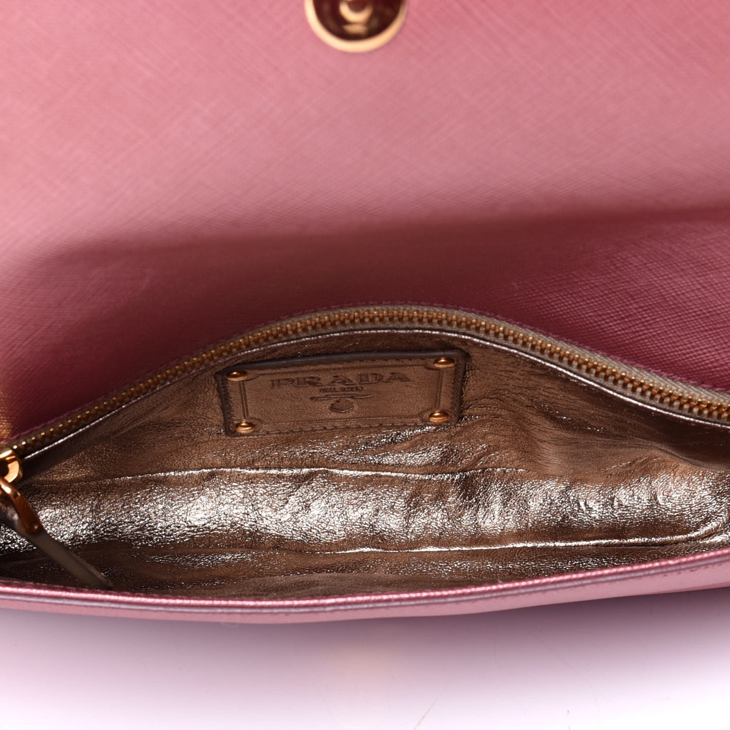 Saffiano Lux Chain Clutch Antico Mordore