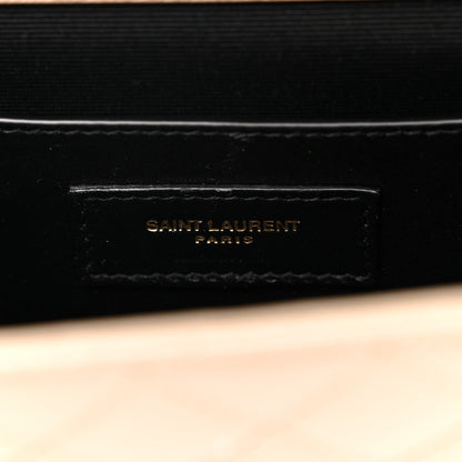Saint Laurent Grain De Poudre Textured Mixed Matelasse Triquilt Small Monogram Satchel Dark Beige 7 of 10