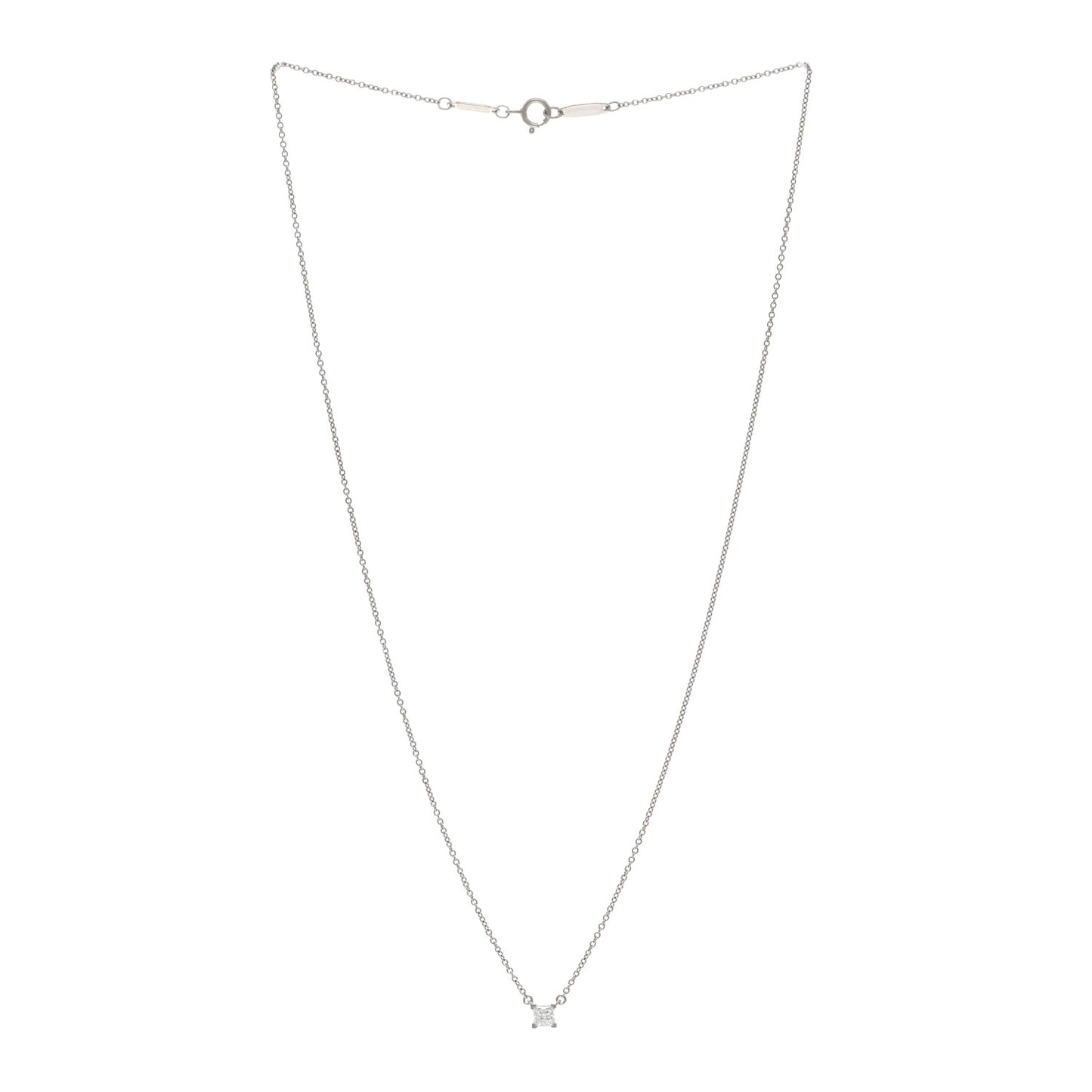 Platinum Diamond .26ct Princess Cut Solitaire Pendant Necklace