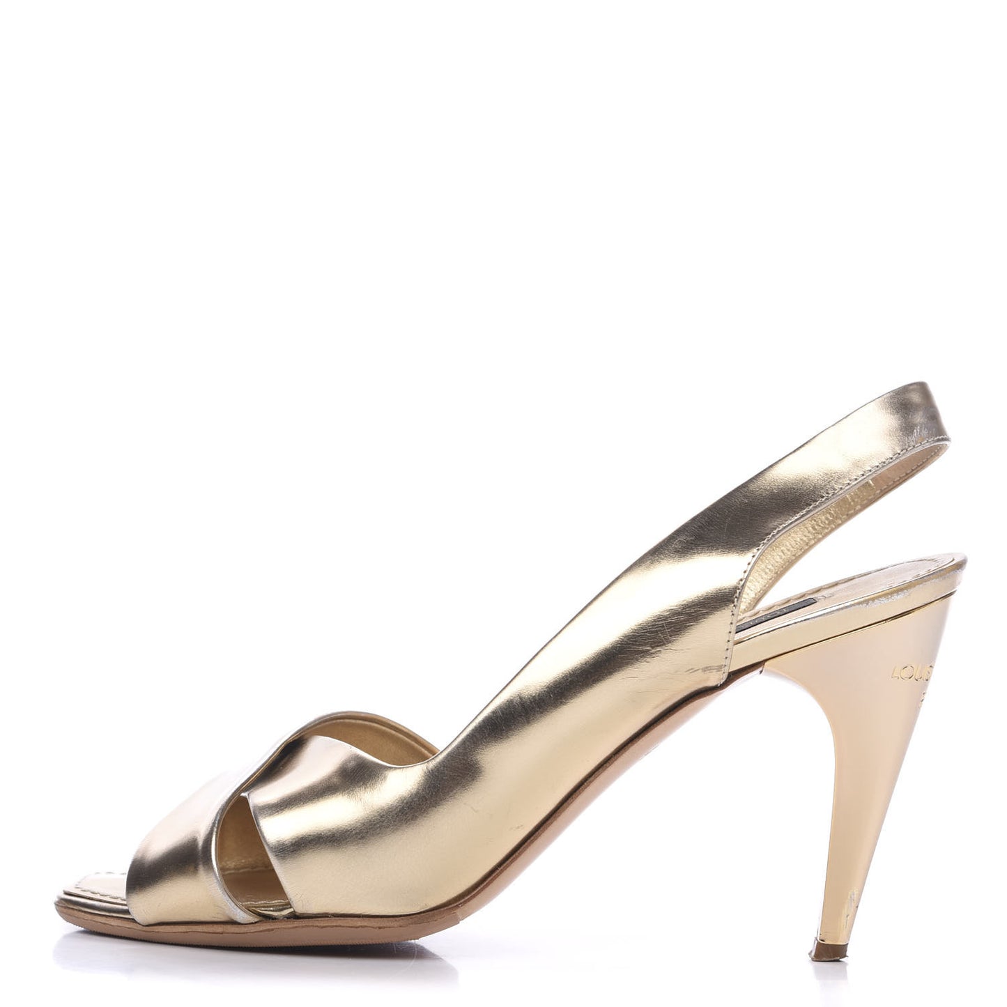 Metallic Calfskin Slingback Pumps 36.5 Gold