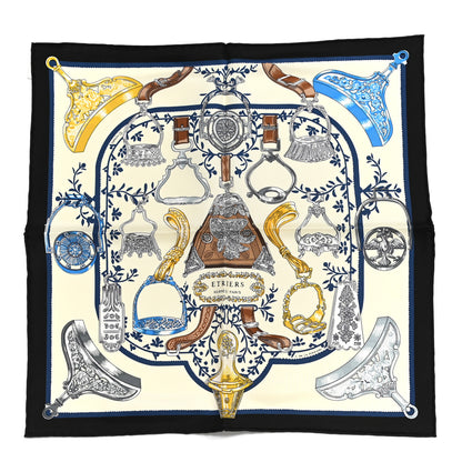 Hermes Silk Etriers Remix Scarf 45 Black Ivoire Bleu 1 of 5
