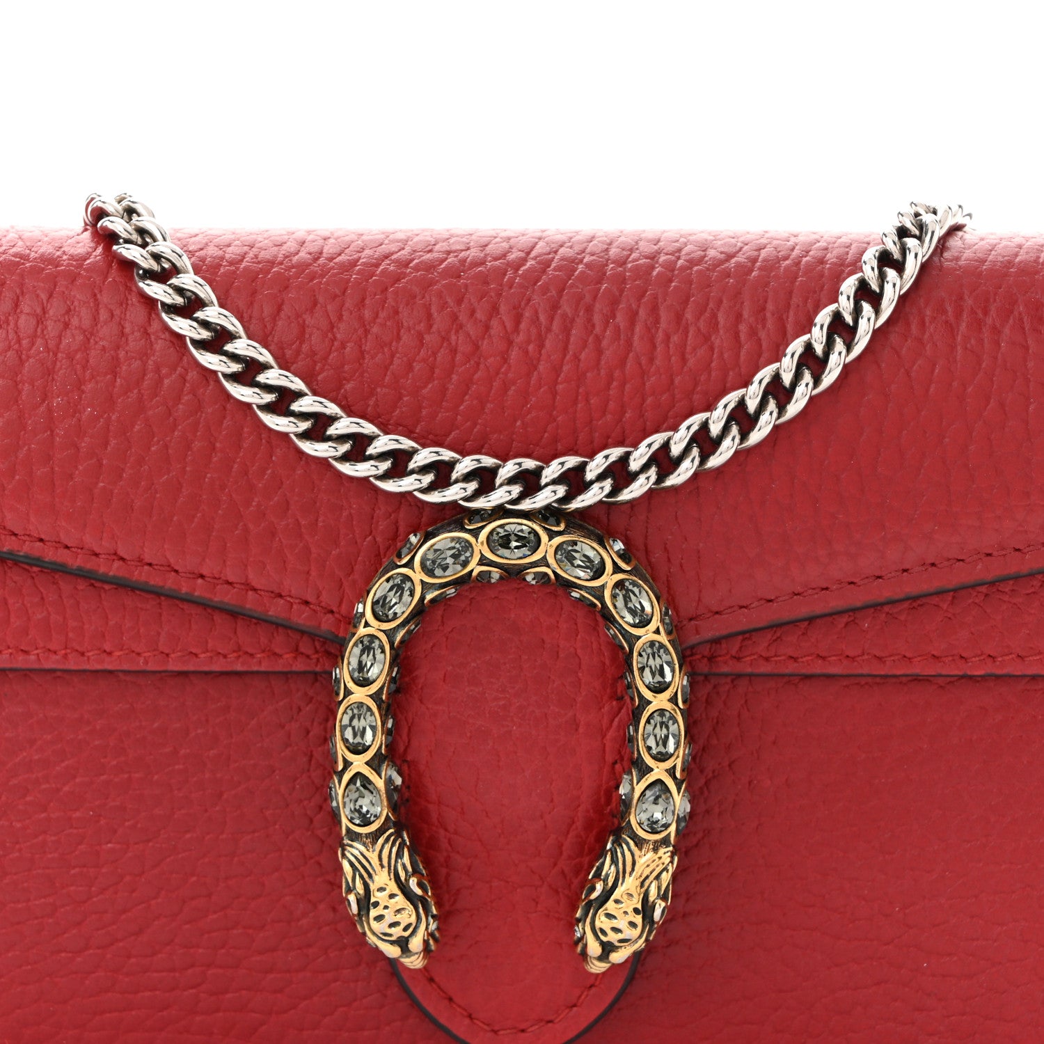 Gucci Dollar Calfskin Swarovski Crystal Small Dionysus Shoulder Bag Hibiscus Red 7 of 9