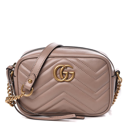 Gucci Calfskin Matelasse Mini GG Marmont Chain Shoulder Bag Nude 1 of 12