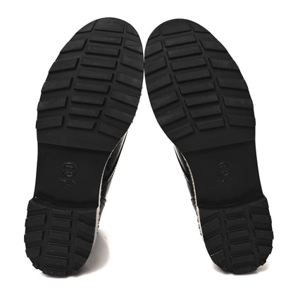 Chanel Crackled Calfskin Velvet Pearl Combat Short Boots 40 Black 5 of 10