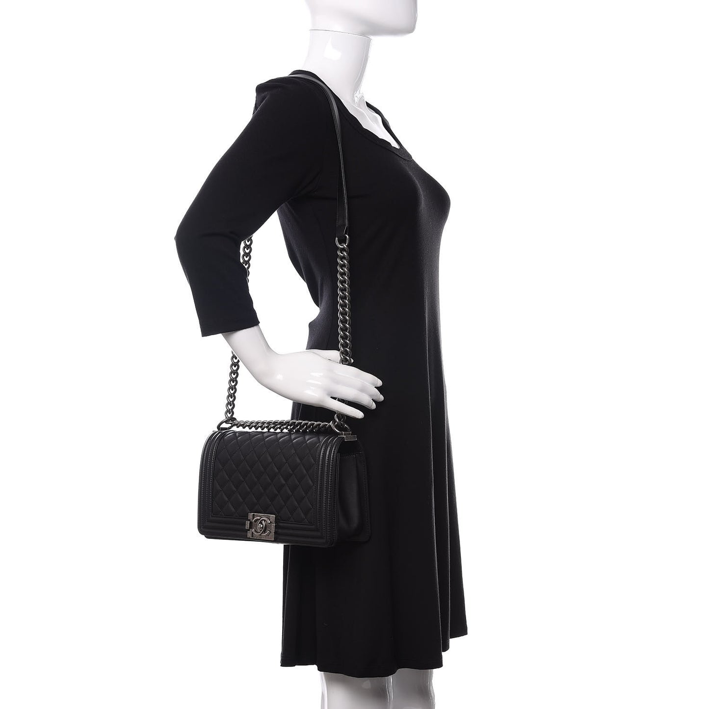 Calfskin Quilted Medium Boy Flap Black