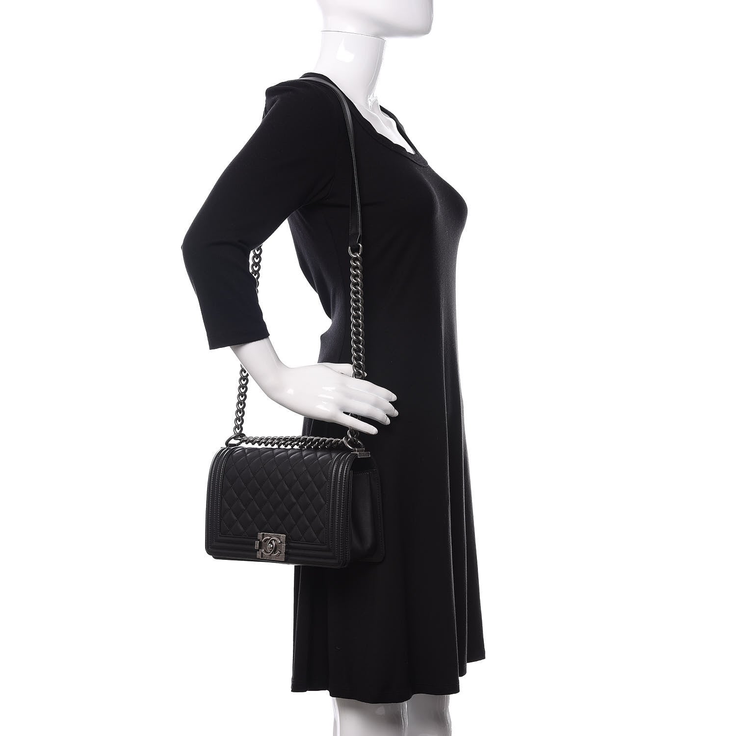 Chanel Calfskin Quilted Medium Boy Flap Black 2 of 14