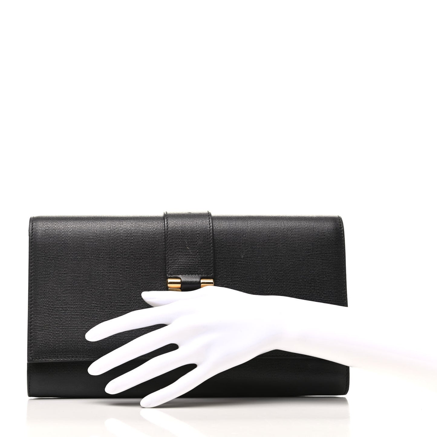 Textured Calfskin Y Ligne Clutch Black