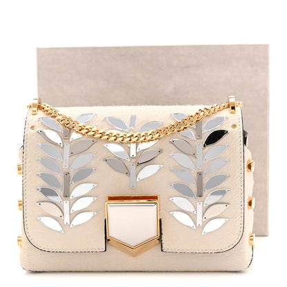Jimmy Choo Calf Hair Mirror Embellished Lockett Petite Shoulder Bag White 10 of 10