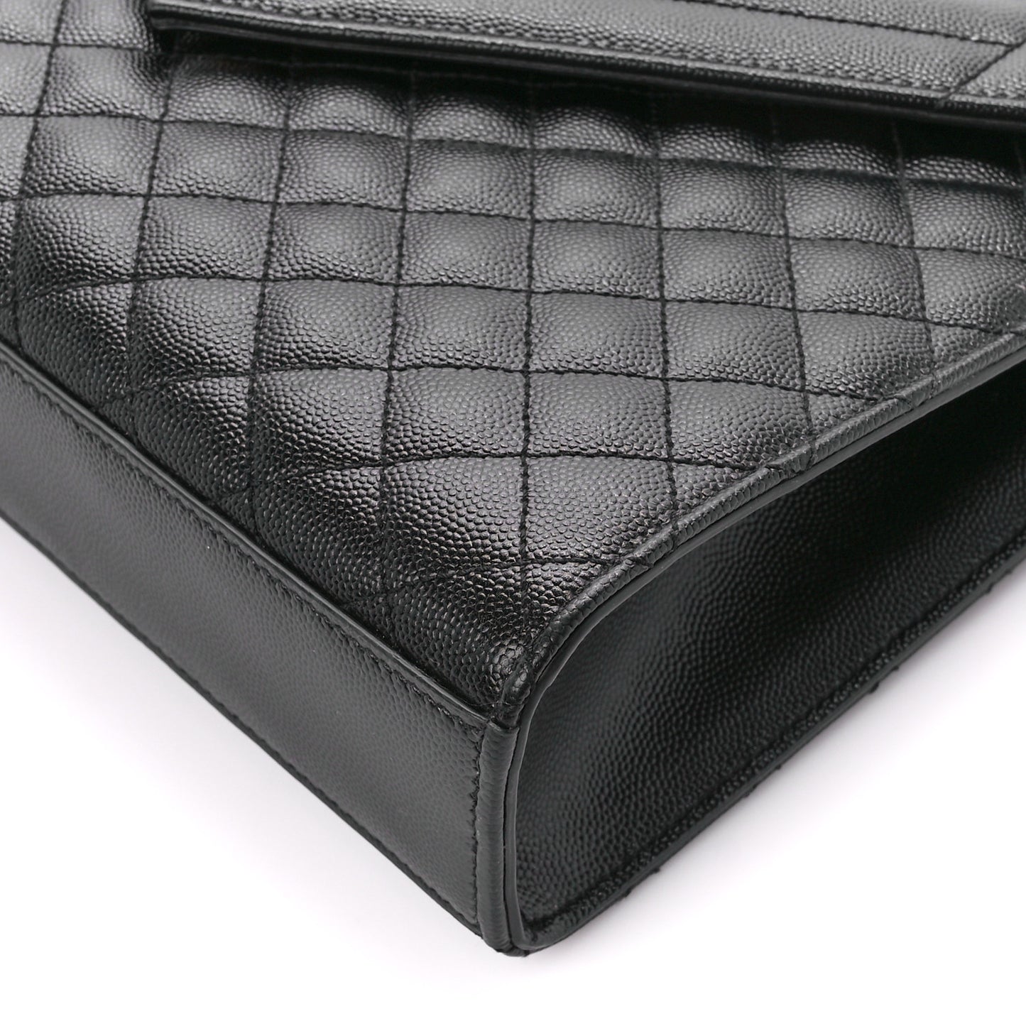 Grain De Poudre Textured Mixed Matelasse Large Triquilt Monogram Satchel Black