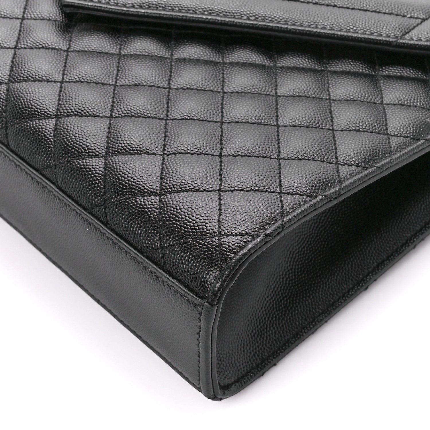 Saint Laurent Grain De Poudre Textured Mixed Matelasse Large Triquilt Monogram Satchel Black 11 of 11