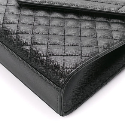 Saint Laurent Grain De Poudre Textured Mixed Matelasse Large Triquilt Monogram Satchel Black 11 of 11