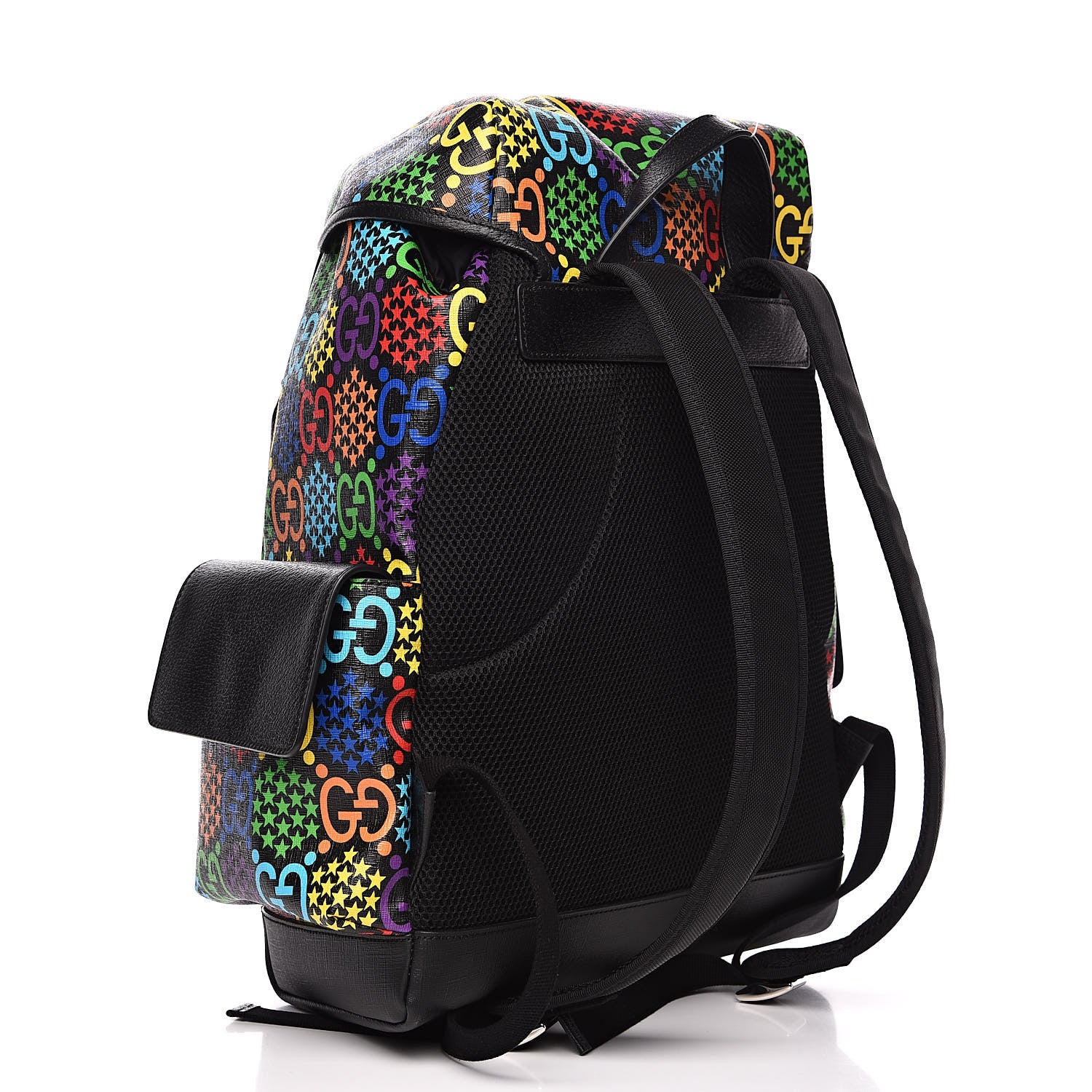 Gucci GG Supreme Monogram Psychedelic Medium Double Buckle Backpack Black Multicolor 3 of 9