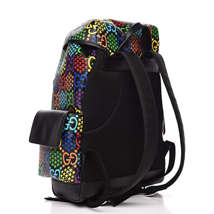 Gucci GG Supreme Monogram Psychedelic Medium Double Buckle Backpack Black Multicolor 3 of 9