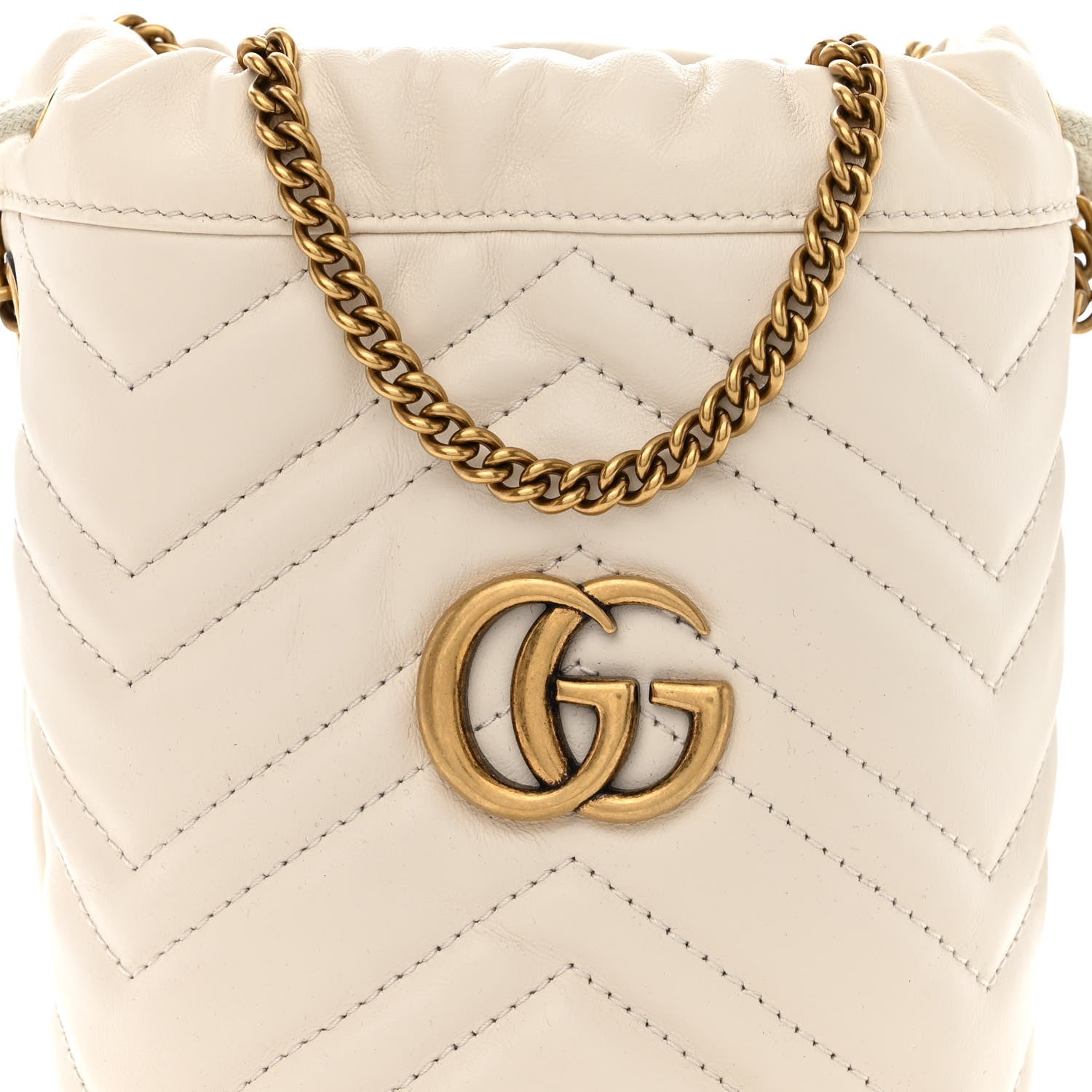 Gucci Calfskin Matelasse Mini GG Marmont 2.0 Bucket Bag White 8 of 10