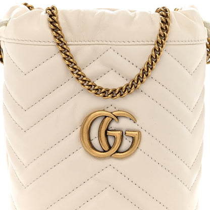 Gucci Calfskin Matelasse Mini GG Marmont 2.0 Bucket Bag White 8 of 10