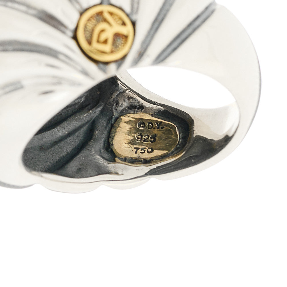 Sterling Silver 18K Yellow Gold Sculpted Cable Ring 52 6