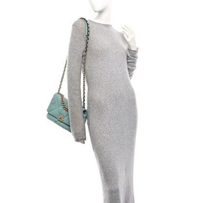 Chanel Goatskin Quilted Medium Chanel 19 Flap Light Blue 2 of 10