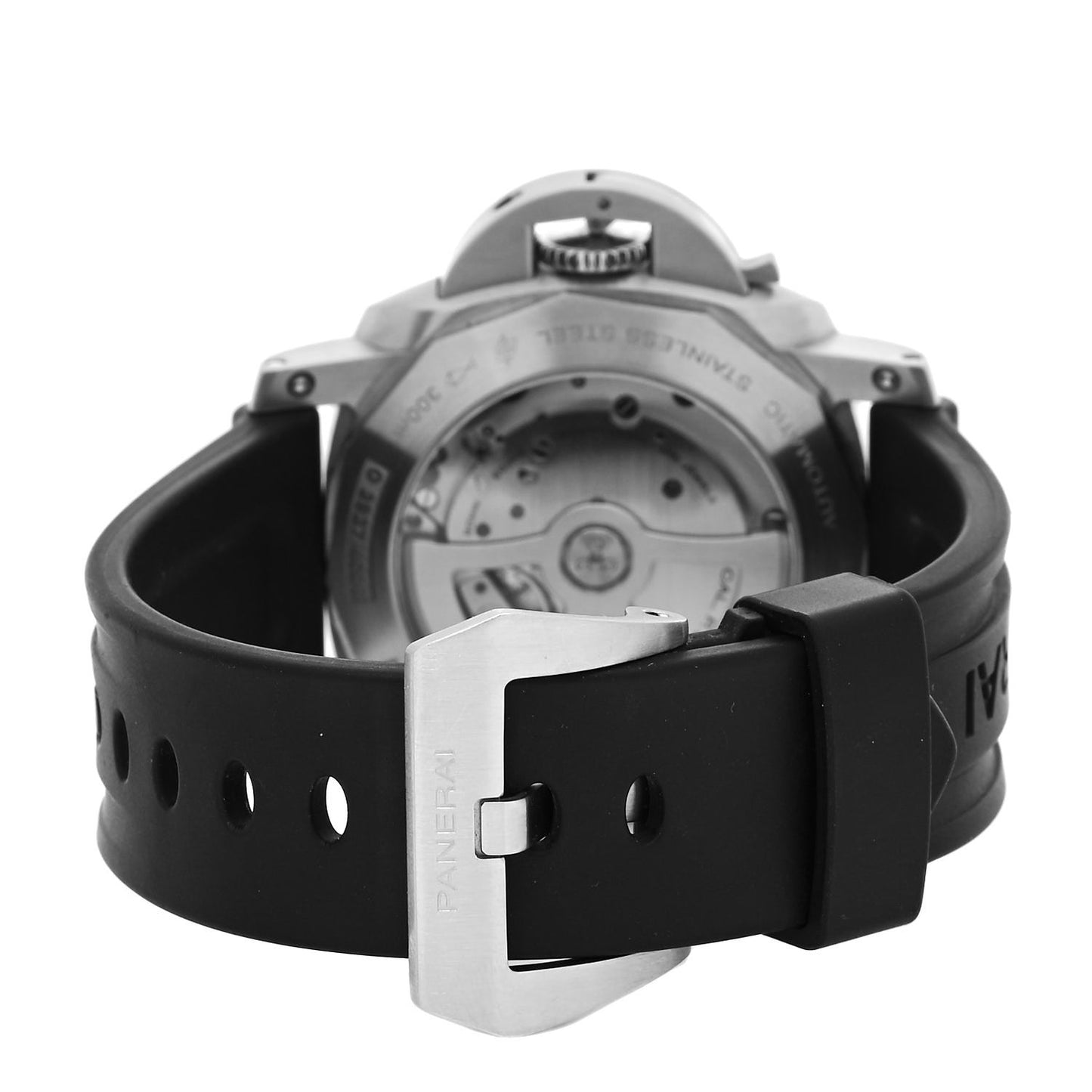 Stainless Steel Rubber 44mm Luminor Marina 1950 Automatic Watch Black PAM00312