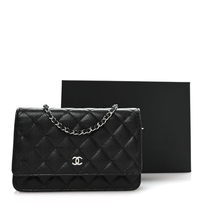 Chanel Lambskin Quilted Wallet On Chain WOC Black 12 of 12