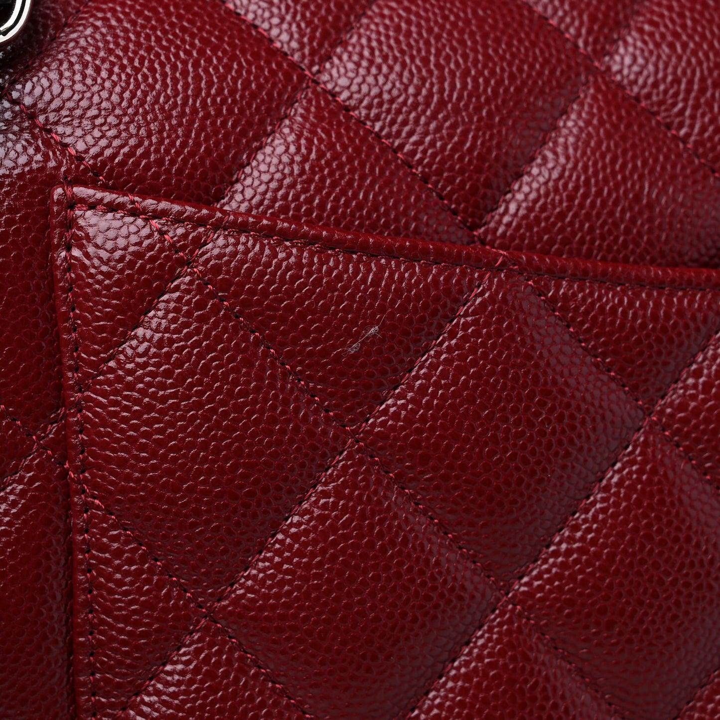 Caviar Quilted Jumbo Double Flap Dark Red