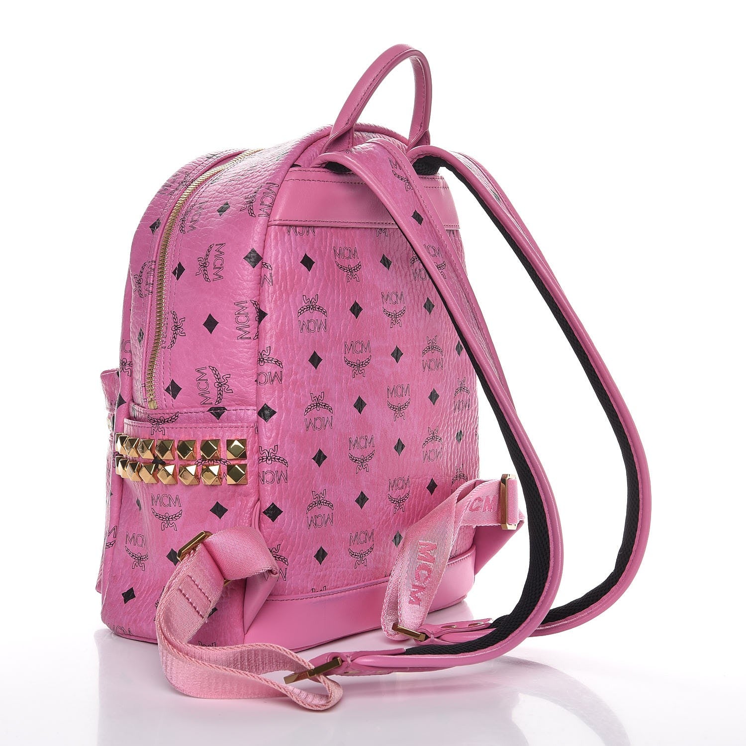 MCM Visetos Small Side Stud Stark Backpack Pink 3 of 10