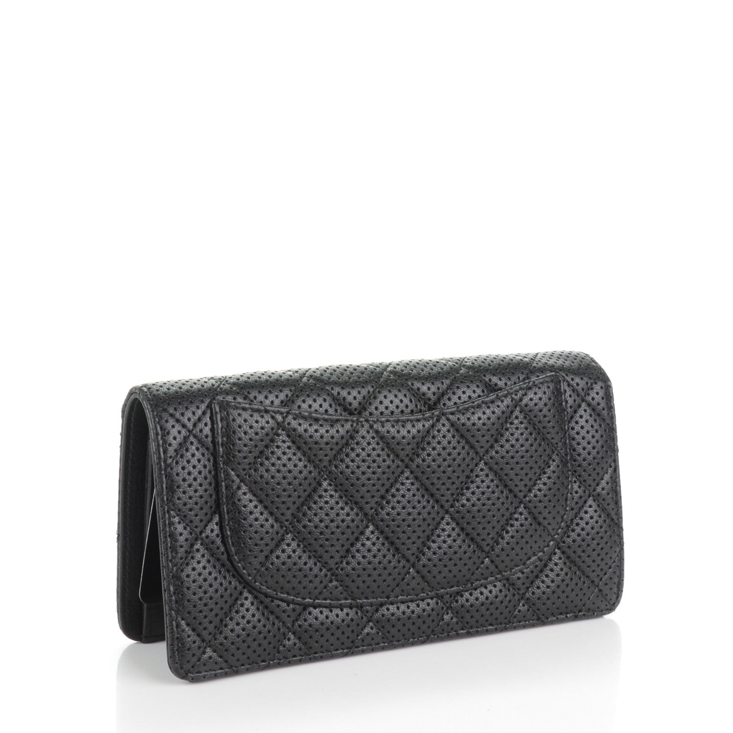 Chanel Lambskin Perforated Yen Wallet Black 3 of 8