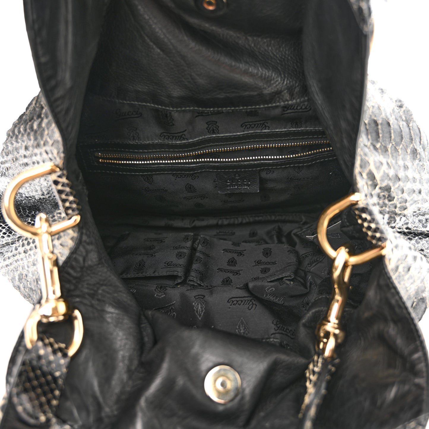Snakeskin Medium Hysteria Top Handle Bag Black White