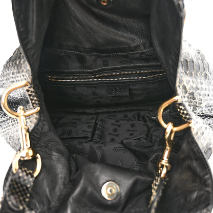 Gucci Snakeskin Medium Hysteria Top Handle Bag Black White 5 of 14