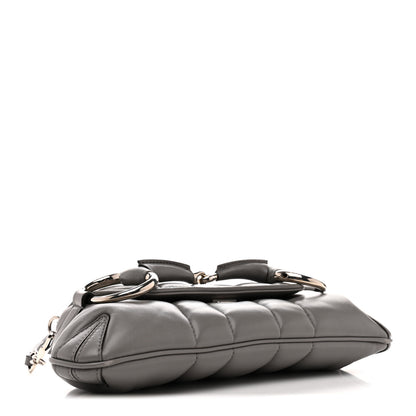 Gucci Nappa Vertical Matelasse Small Maxi Horsebit Chain Shoulder Bag Gray 4 of 10