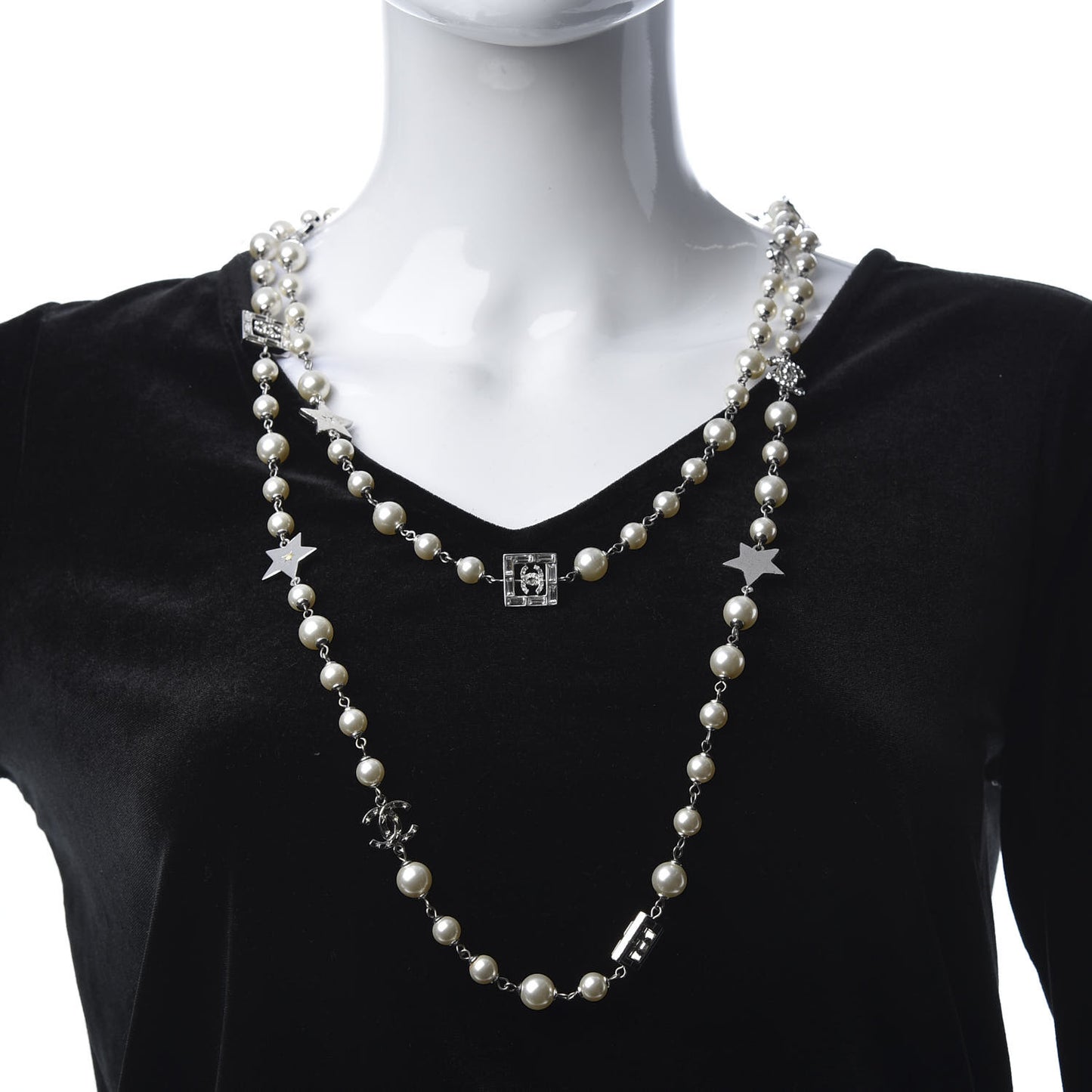 Pearl CC Star Long Necklace Gold