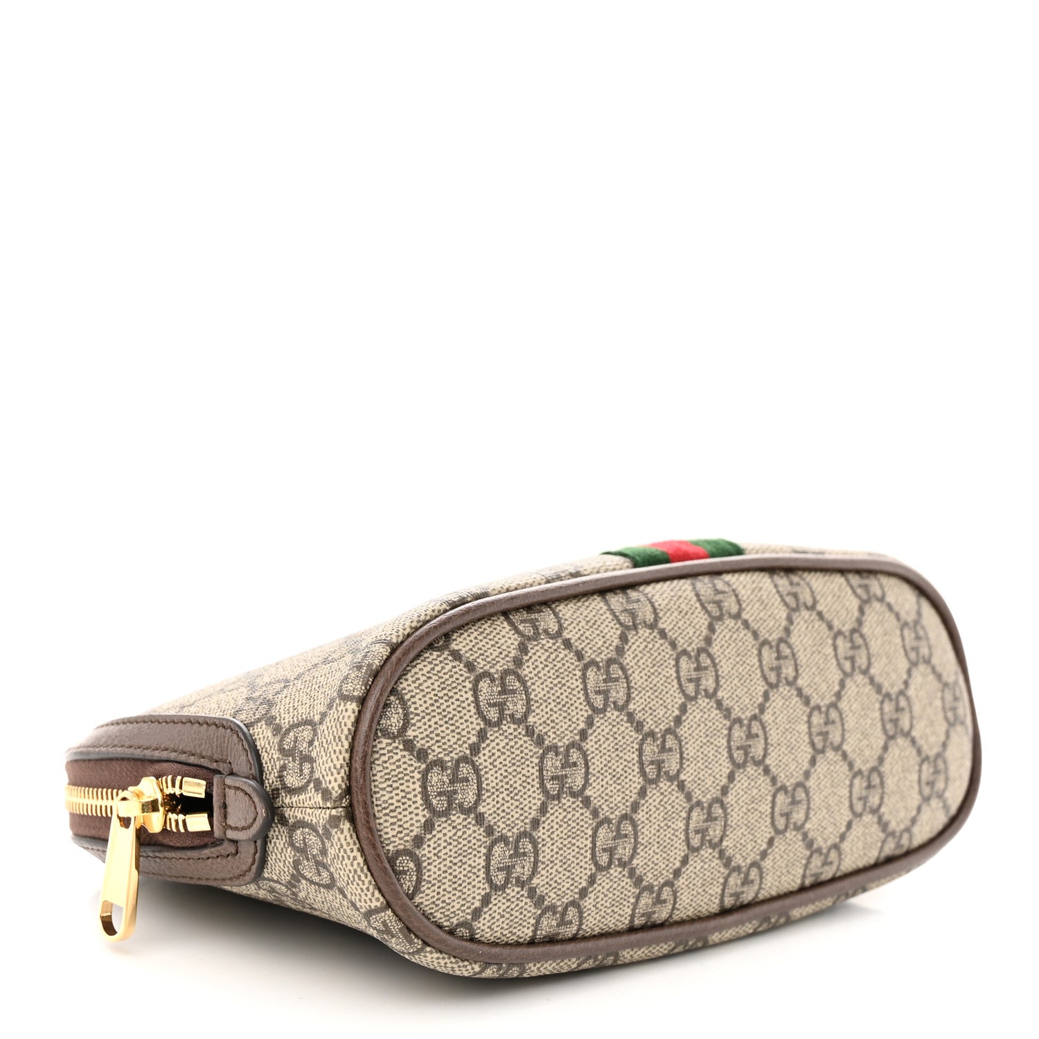 Gucci GG Supreme Monogram Textured Calfskin Web Large Ophidia Cosmetic Case Beige Ebony New Acero 4 of 12