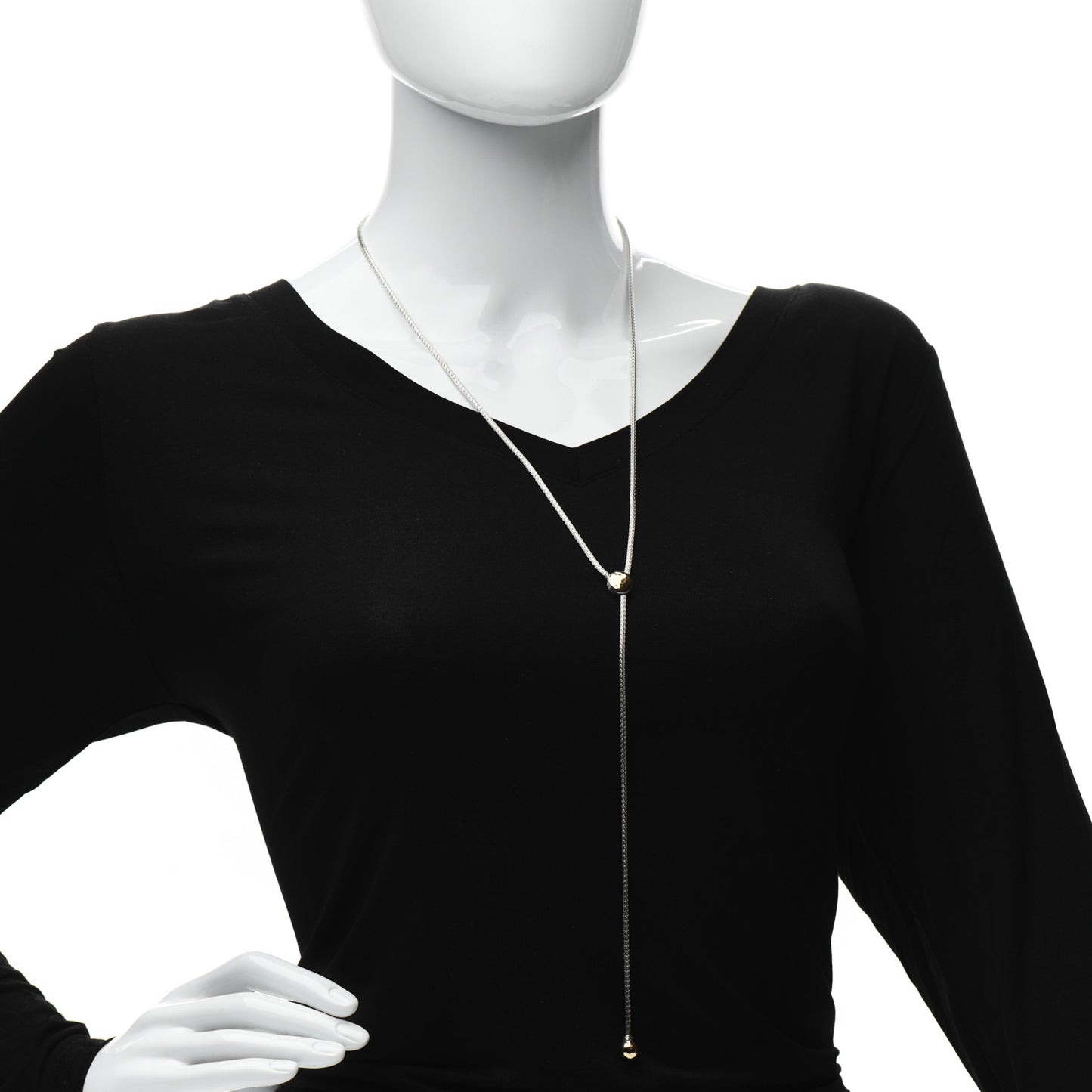 Sterling Silver 18K Yellow Gold Classic Chain Hammered Y Necklace