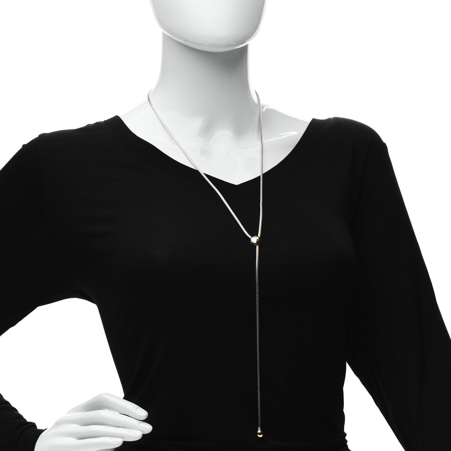 John Hardy Sterling Silver 18K Yellow Gold Classic Chain Hammered Y Necklace 2 of 4
