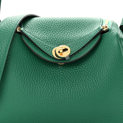 Hermes Taurillon Clemence Mini Lindy 20 Vert Vertigo 8 of 10