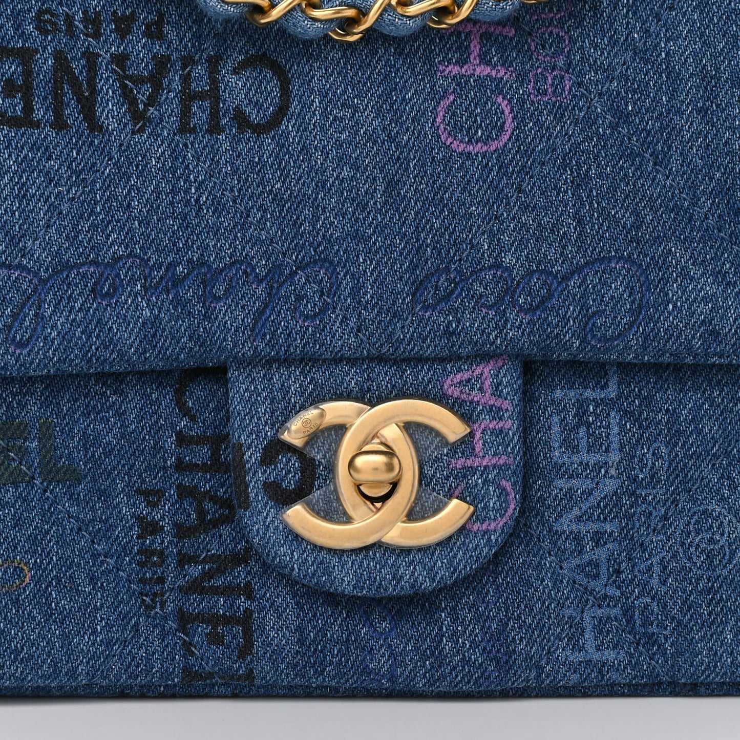 Denim Quilted Mini Denim Mood Rectangular Flap Blue Multicolor