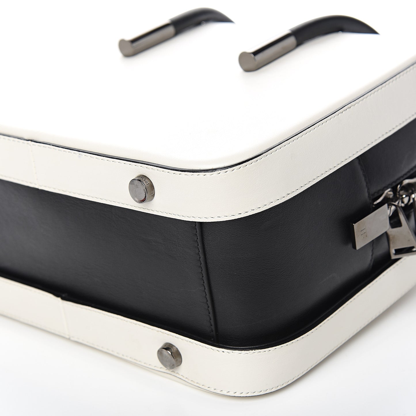 Calfskin Top Handle Bag White Black