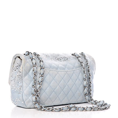 Chanel Denim Quilted Swarovski Crystal Flap Blue 4 of 22