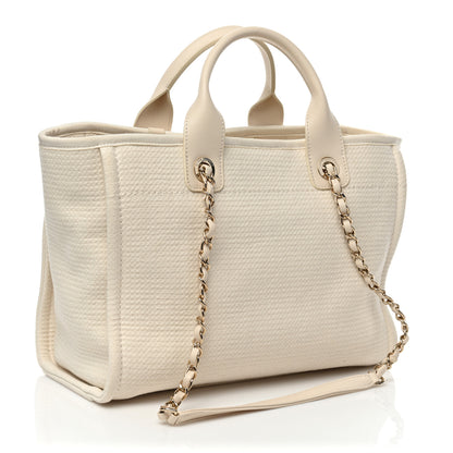 Chanel Mixed Fibers Small Deauville Tote White 4 of 12