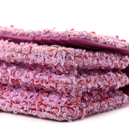 Chanel Tweed Enamel Quilted Pending CC Mini Wallet On Chain WOC Pink Purple 10 of 10